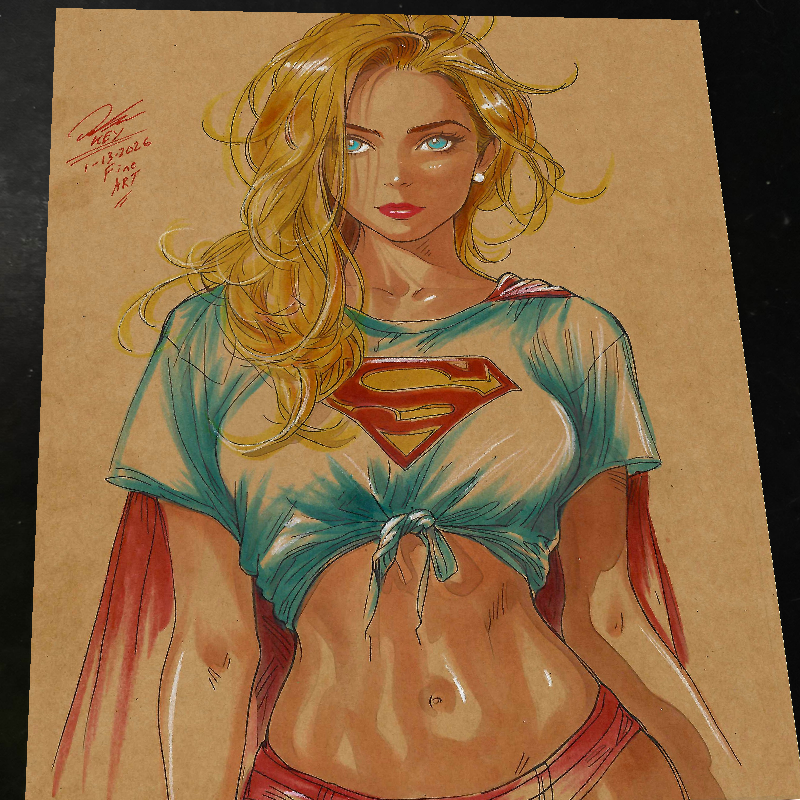Supergirl DC Art Print Signed 8.5x11 | Art by Keyeske
