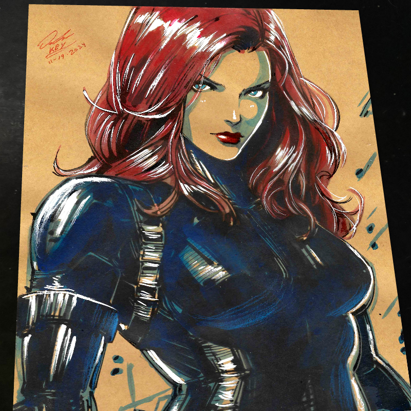 Black Widow Art Print Signed 8.5x11 | Art by Keyeske