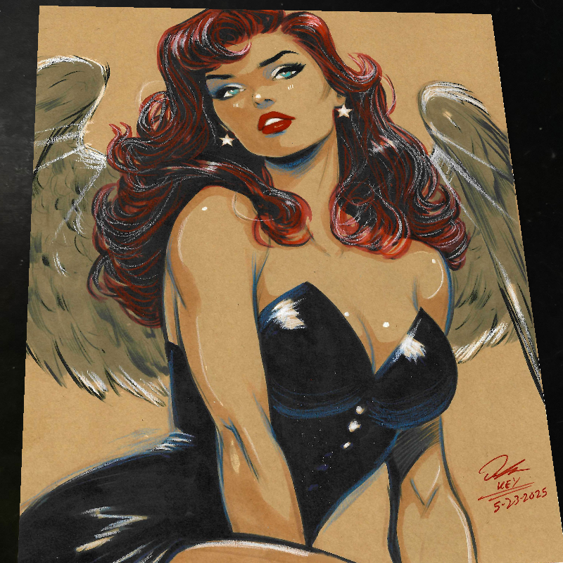 Hawkgirl Art Print Signed 8.5x11 | Art by Keyeske
