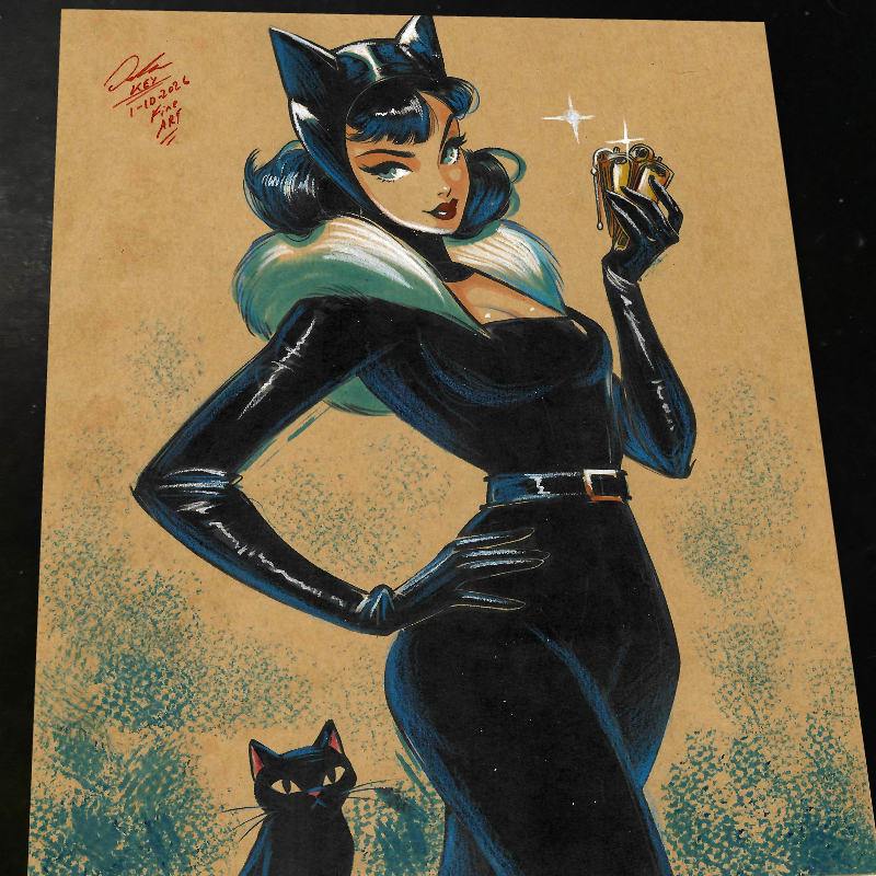 Catwoman Art Print Signed 8.5x11 | Art by Keyeske