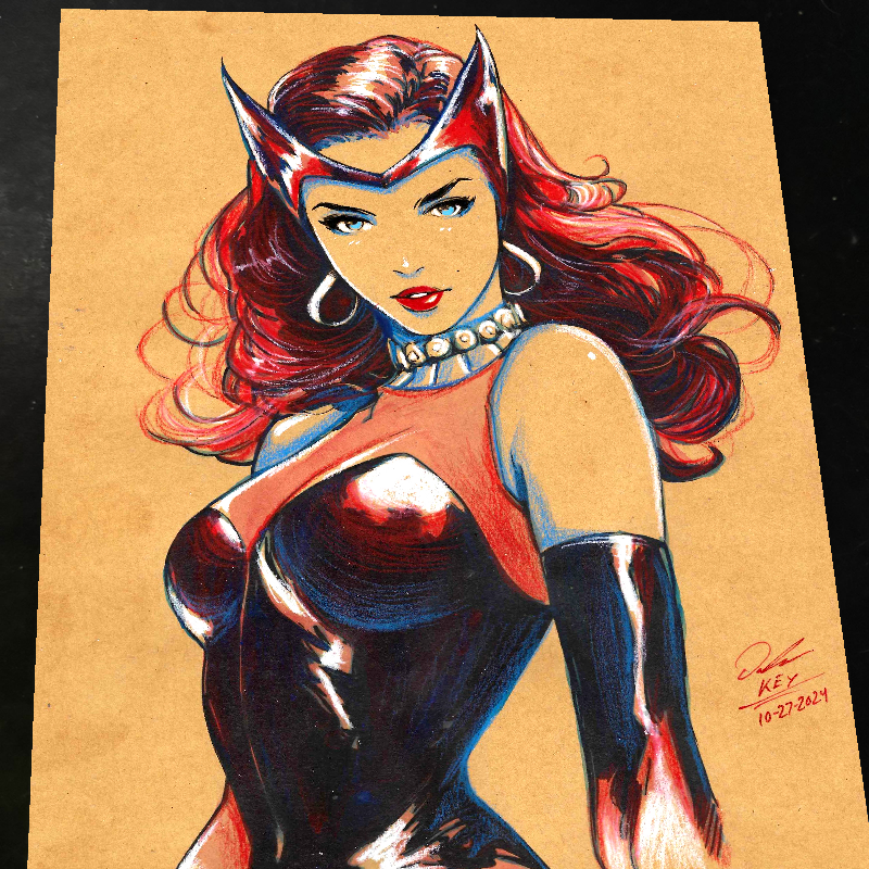 Scarlet Witch Art Print Signed 8.5x11 | Art by Keyeske