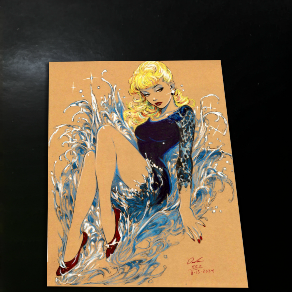 Water Spirit Original Art Print Signed 8.5x11 | Art by Keyeske