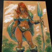 Red Sonja Art Print Signed 8.5x11 | Art by Keyeske