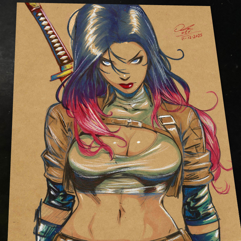 Psylocke Art Print Signed 8.5x11 | Art by Keyeske