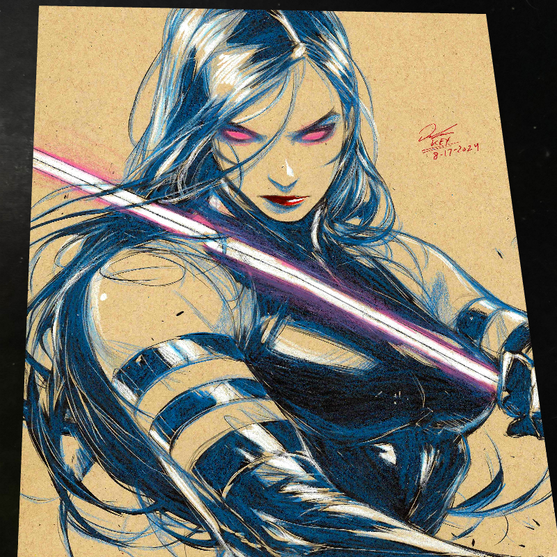 Psylocke Art Print Signed 8.5x11 | Art by Keyeske