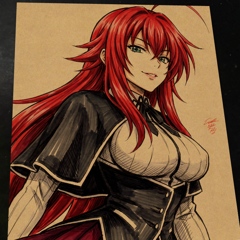 Rias Gremory High School DxD Art Print Signed 8.5x11 | Art by Keyeske