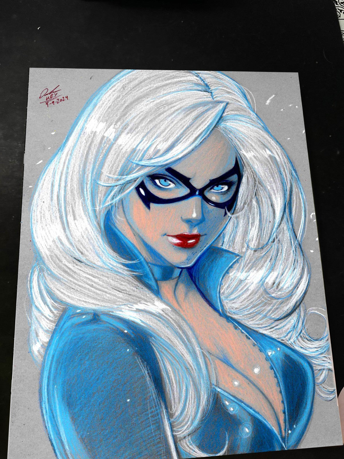 Black Cat Art Print Signed 8.5x11 | Art by Keyeske