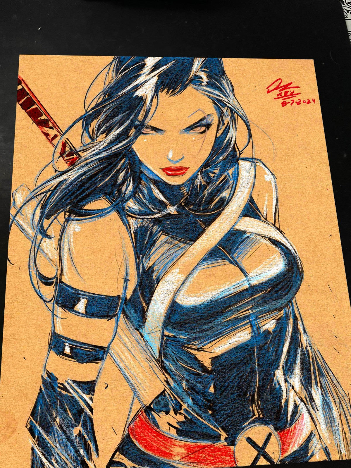 Psylocke Art Print Signed 8.5x11 | Art by Keyeske