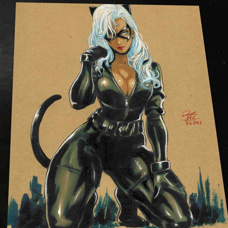 Black Cat Art Print Signed 8.5x11 | Art by Keyeske