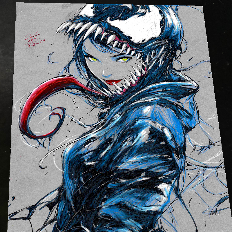 Mary Jane x Venom Art Print Signed 8.5x11 | Art by Keyeske