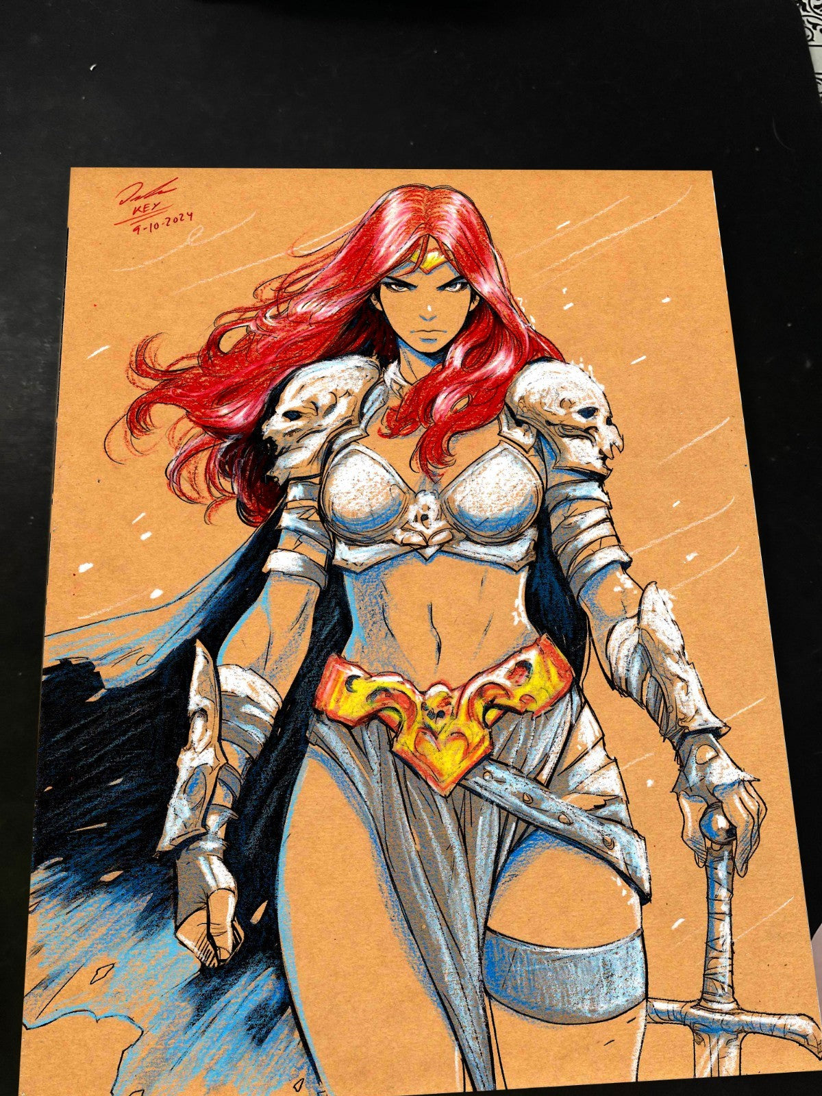 Red Sonja Art Print Signed 8.5x11 | Art by Keyeske