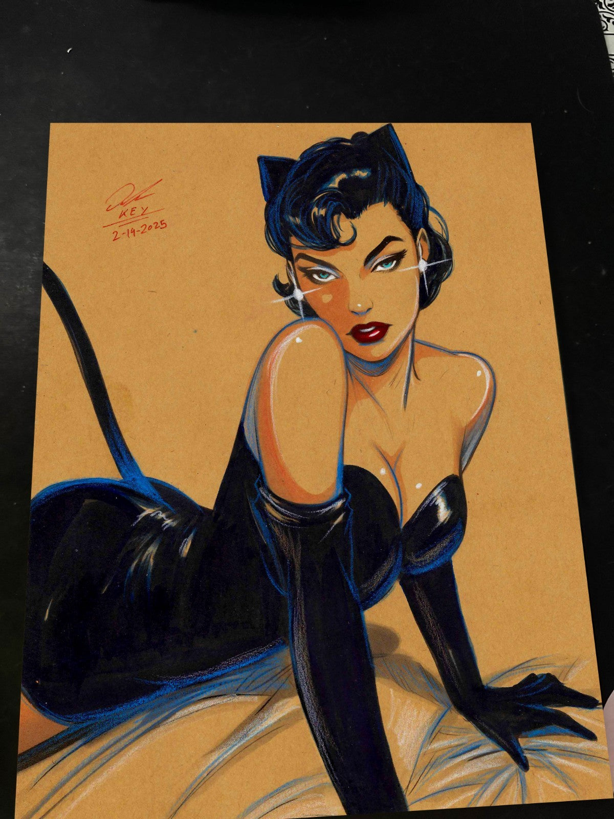 Catwoman Art Print Signed 8.5x11 | Art by Keyeske