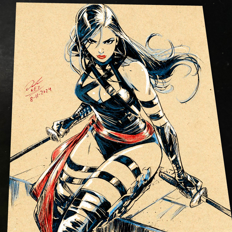 Psylocke Art Print Signed 8.5x11 | Art by Keyeske