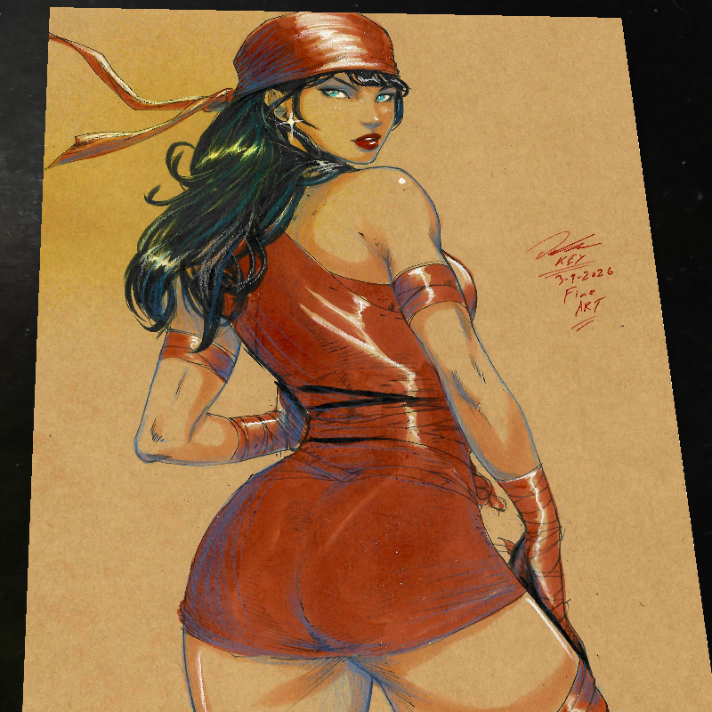 Elektra Art Print Signed 8.5x11 | Art by Keyeske
