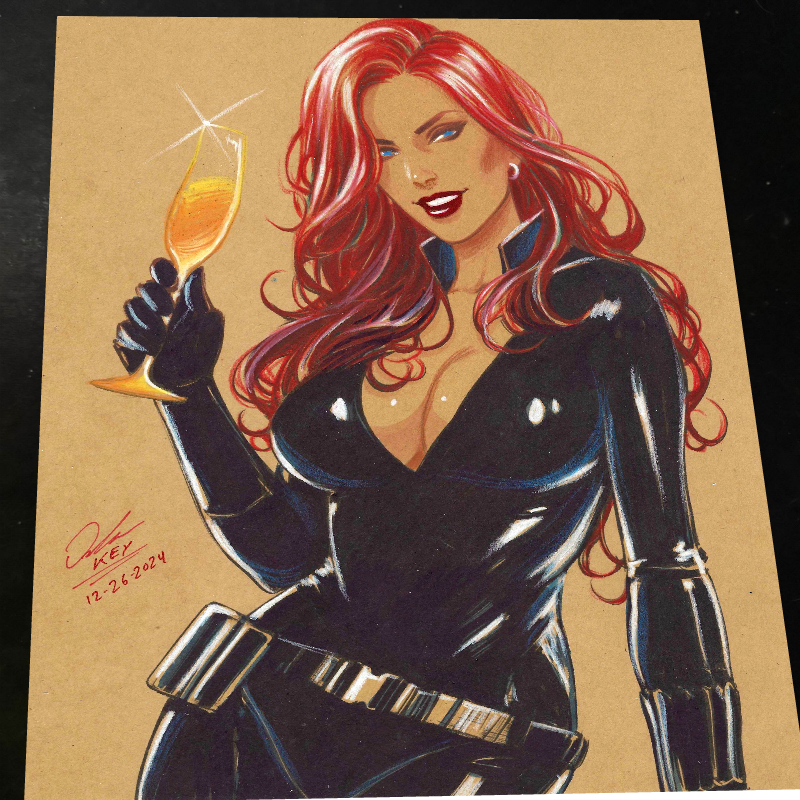 Black Widow Art Print Signed 8.5x11 | Art by Keyeske