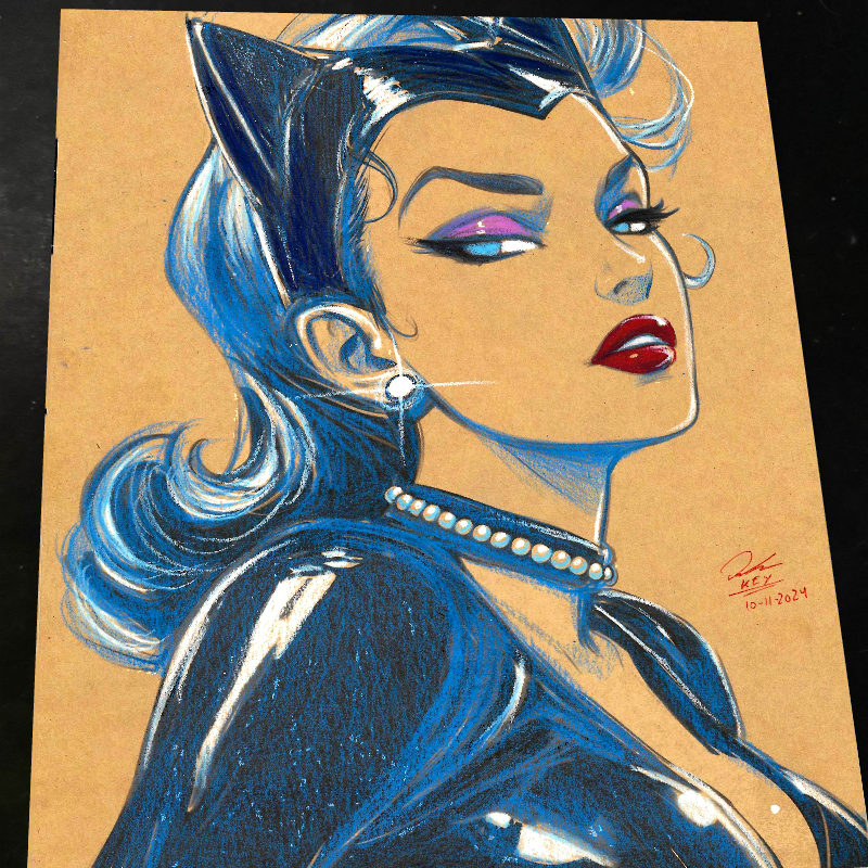 Catwoman Art Print Signed 8.5x11 | Art by Keyeske