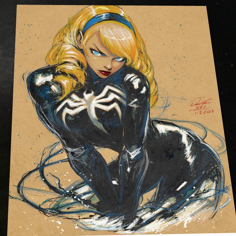 Gwen Stacy x Venom Art Print Signed 8.5x11 | Art by Keyeske