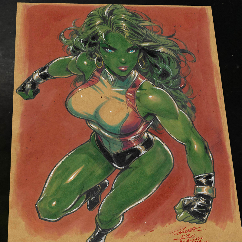 She Hulk Art Print Signed 8.5x11 | Art by Keyeske