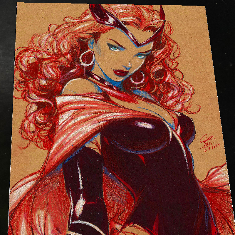 Scarlet Witch Art Print Signed 8.5x11 | Art by Keyeske
