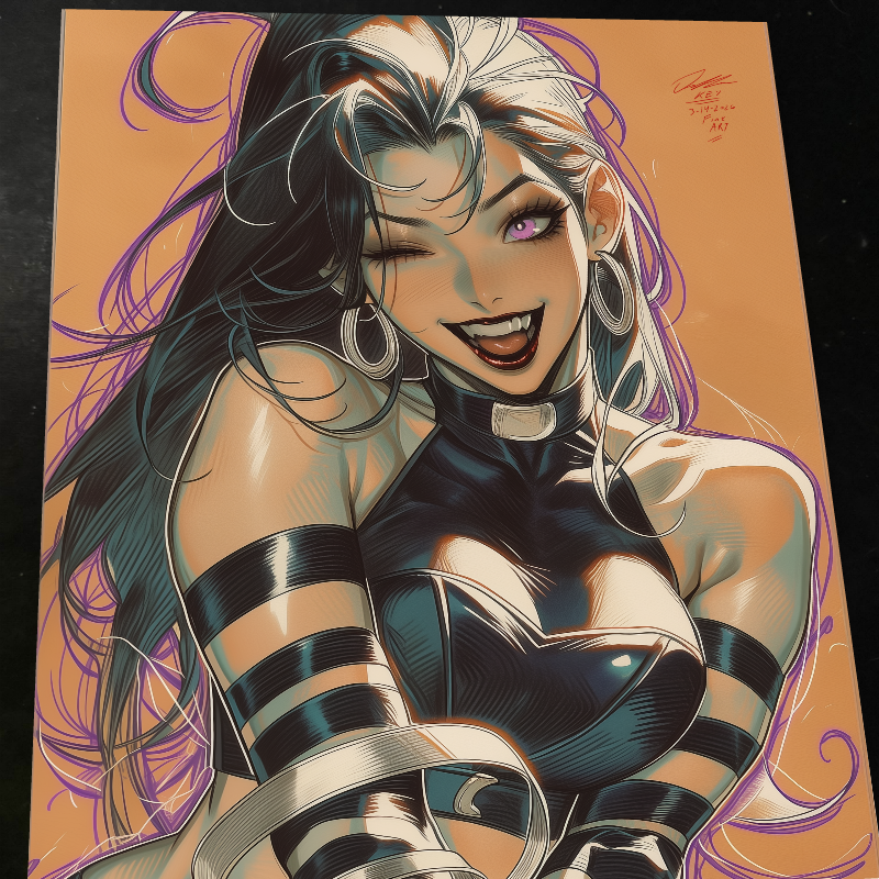 Psylocke & Wolverine Art Print Signed 8.5x11 | Art by Keyeske