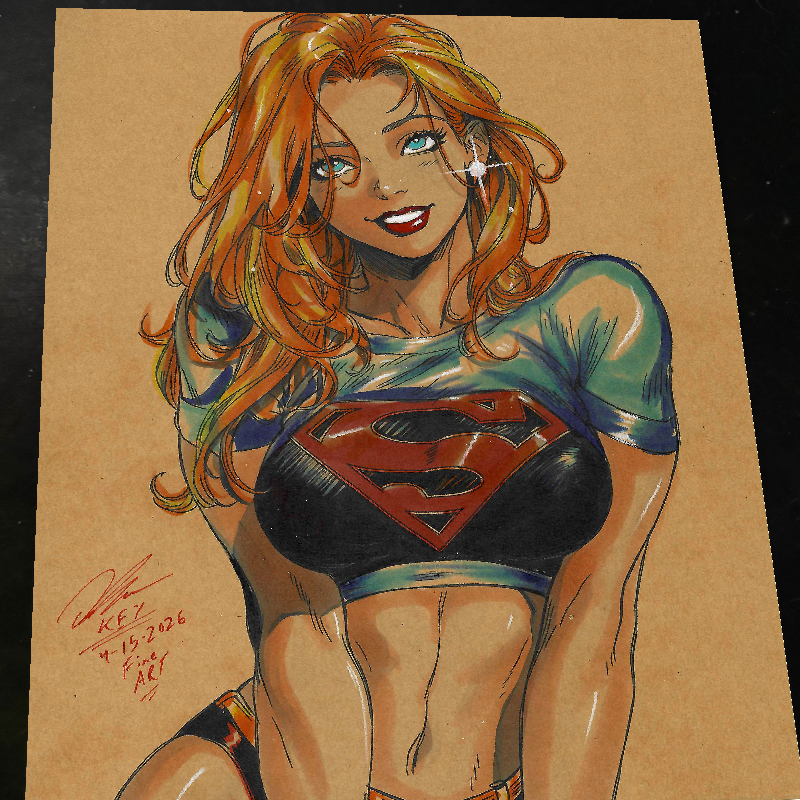 Supergirl DC Art Print Signed 8.5x11 | Art by Keyeske