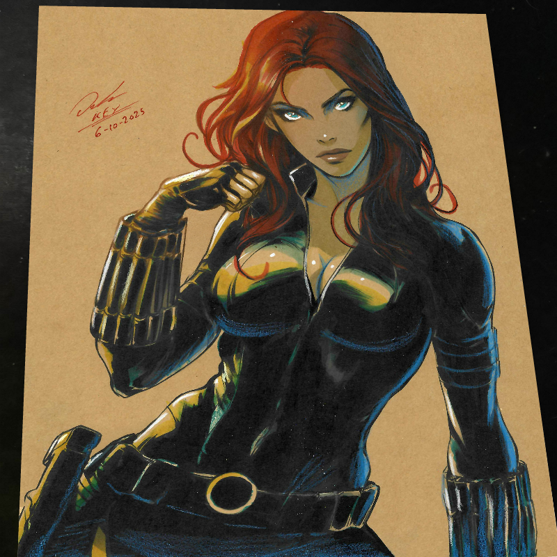 Black Widow Marvel Wrist Gauntlet Art Print Signed 8.5x11 | Art by Keyeske