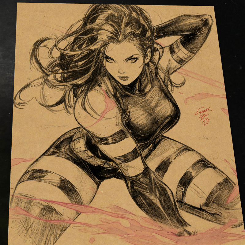 Psylocke Art Print Signed 8.5x11 | Art by Keyeske