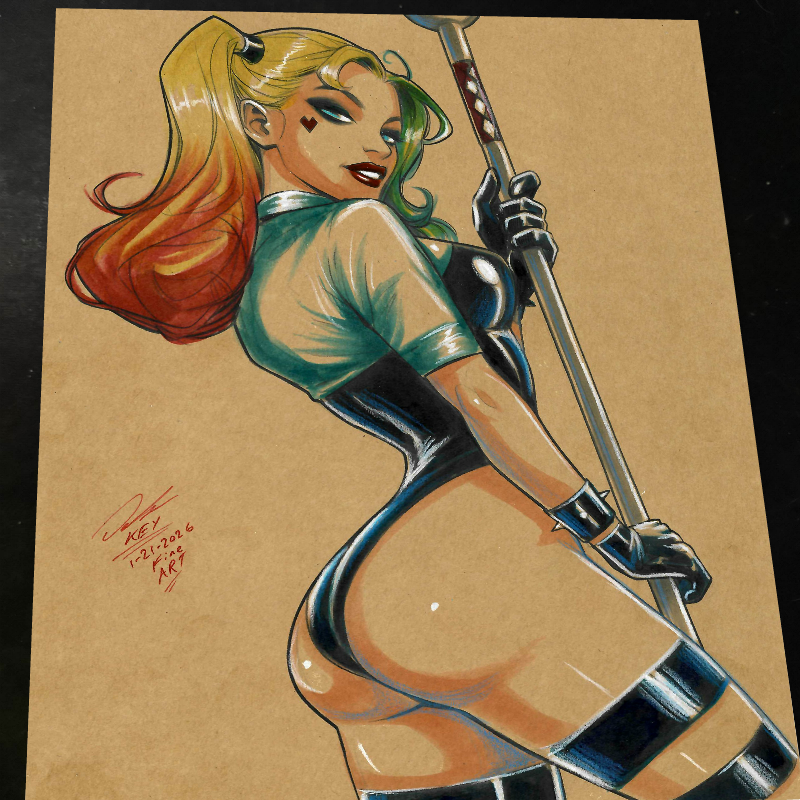 Harley Quinn Print Signed 8.5x11 | Art by Keyeske