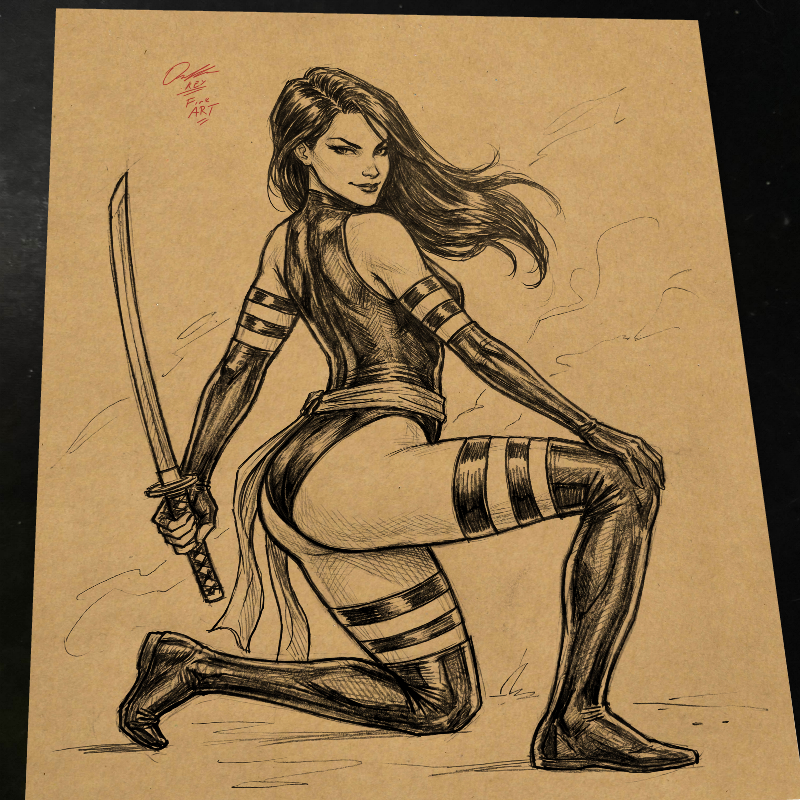 Psylocke Art Print Signed 8.5x11 | Art by Keyeske