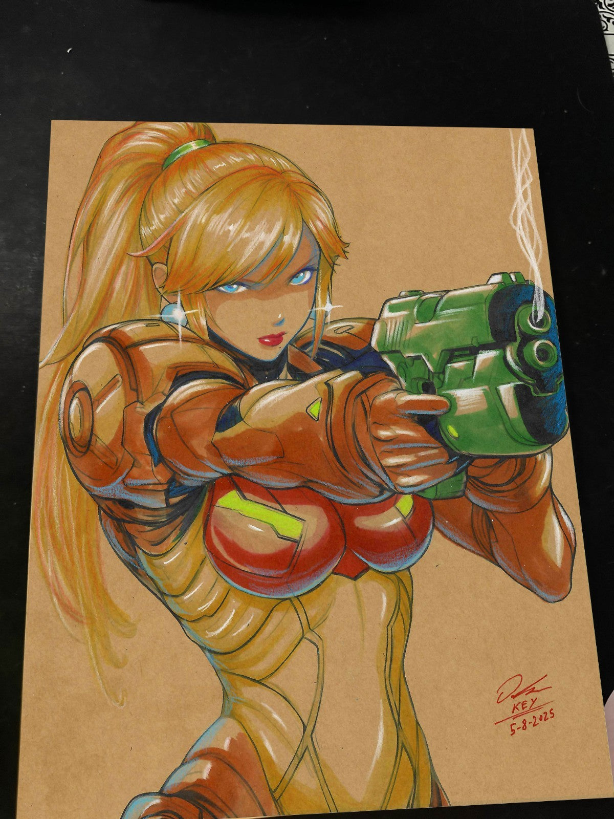 Zero Suit Samus Aran Super Metroid Art Print Signed 8.5x11 | Art by Keyeske