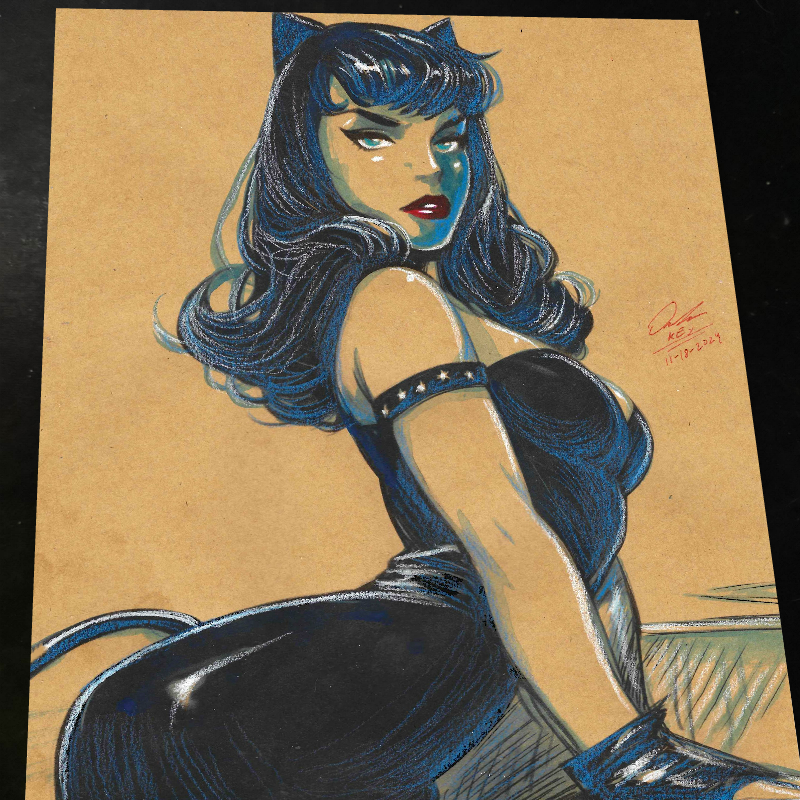 Catwoman Art Print Signed 8.5x11 | Art by Keyeske