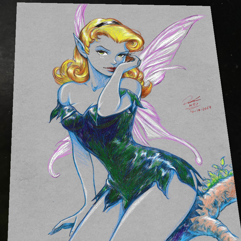 Tinker Bell Disney Fairies Art Print Signed 8.5x11 | Art by Keyeske