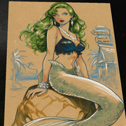 Mermaid Girl Original Art Print Signed 8.5x11 | Art by Keyeske