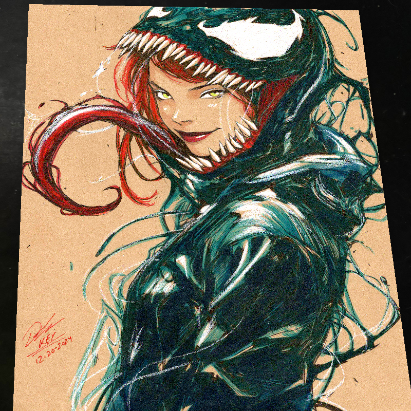 Mary Jane x Venom Art Print Signed 8.5x11 | Art by Keyeske