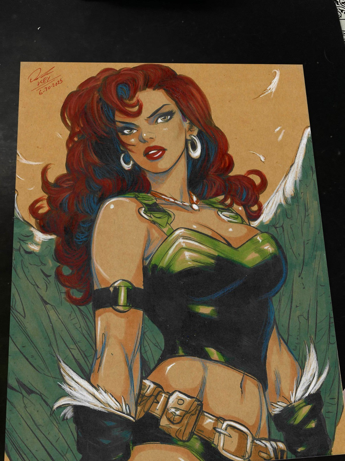Hawkgirl Art Print Signed 8.5x11 | Art by Keyeske