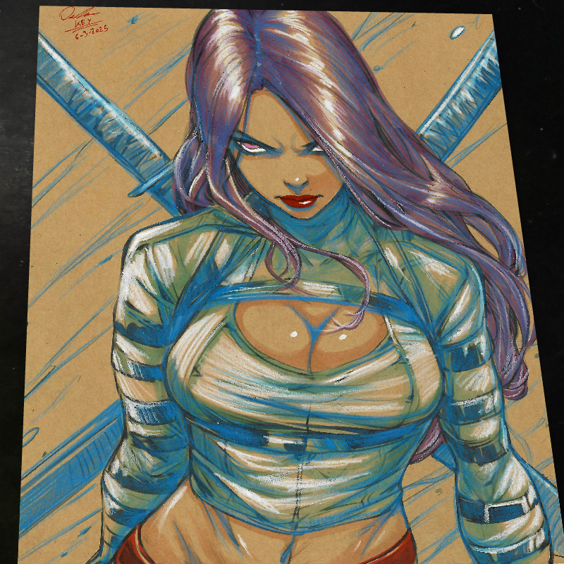 Psylocke Art Print Signed 8.5x11 | Art by Keyeske