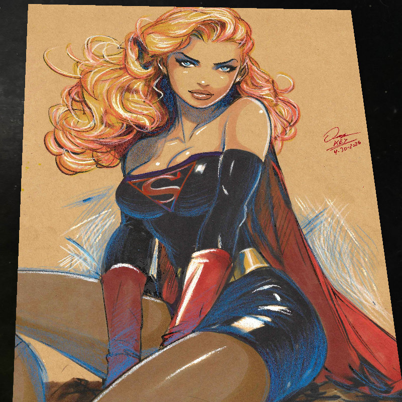 Supergirl DC Art Print Signed 8.5x11 | Art by Keyeske