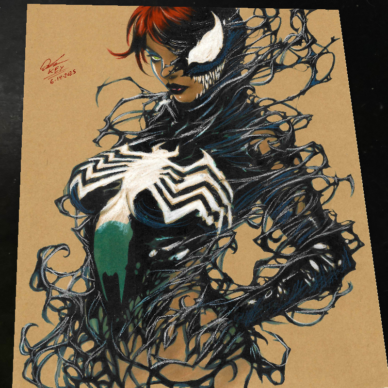 Mary Jane x Venom Art Print Signed 8.5x11 | Art by Keyeske