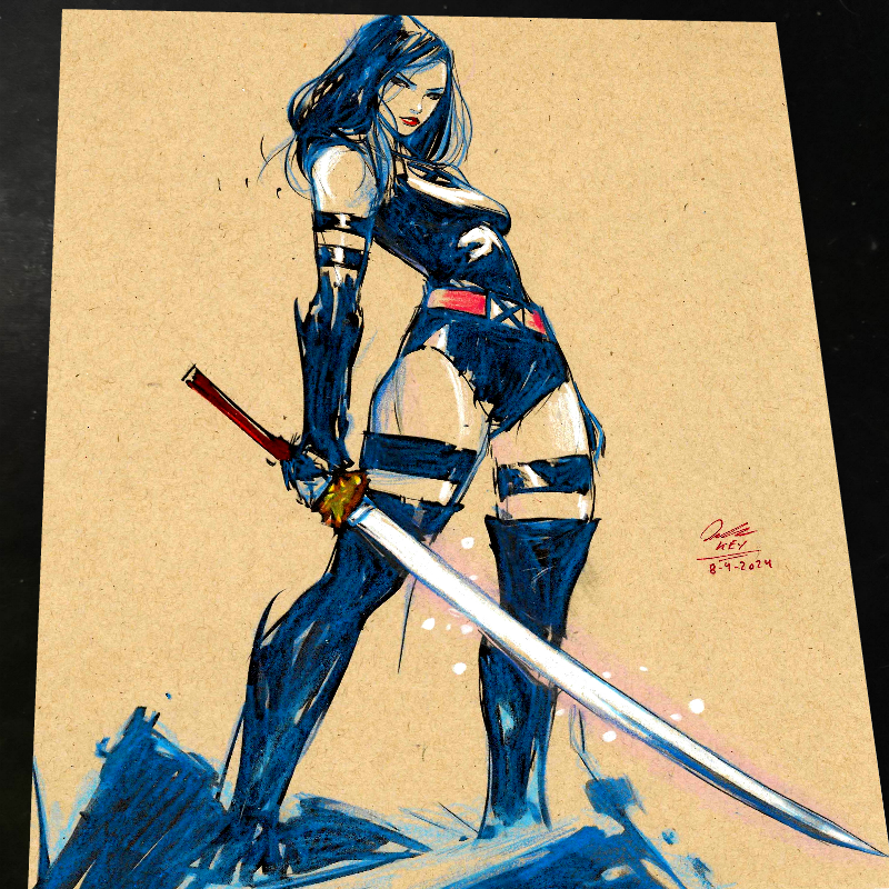 Psylocke - Marvel art print by Keyeske