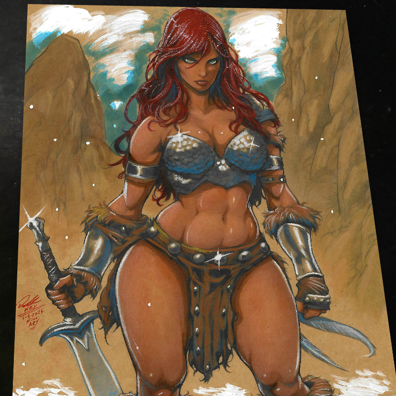 Red Sonja Art Print Signed 8.5x11 | Art by Keyeske