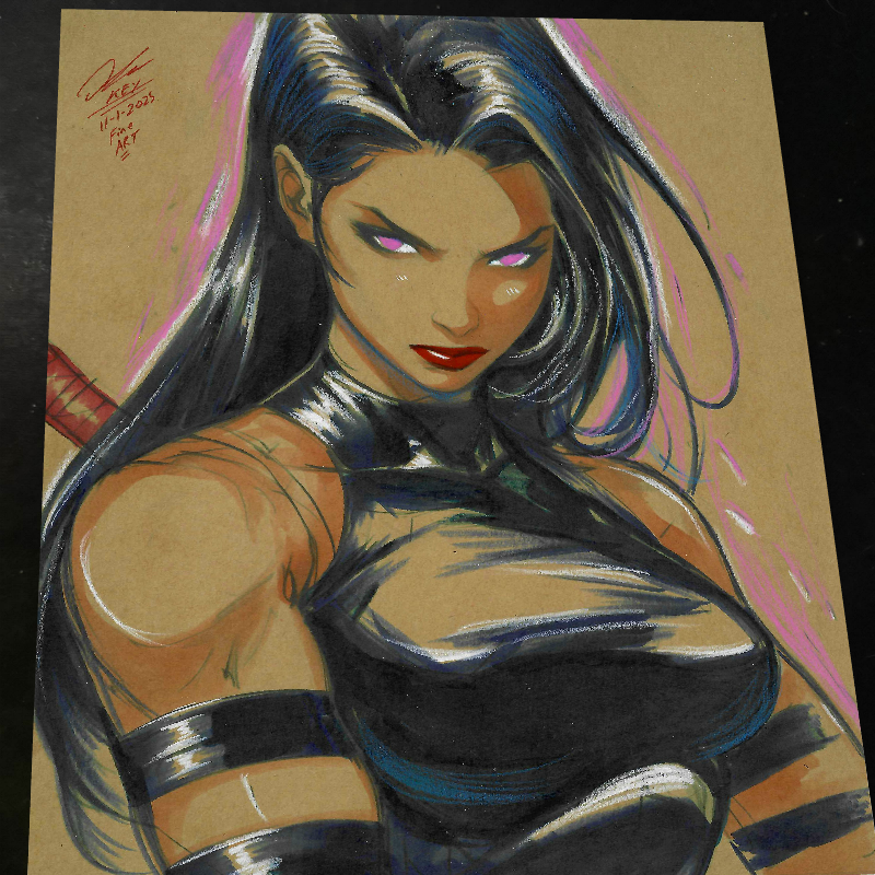 Psylocke Art Print Signed 8.5x11 | Art by Keyeske