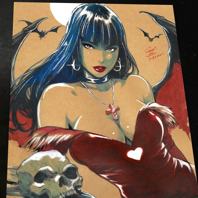 Vampirella Art Print Signed 8.5x11 Art by Keyeske - Marvel art print by Keyeske