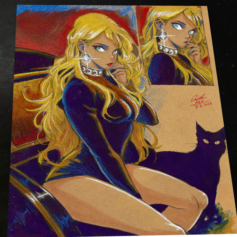 Velvet Noir Original Art Print Signed 8.5x11 | Art by Keyeske