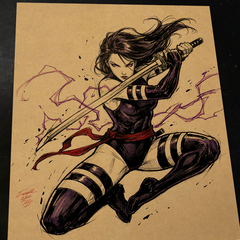 Psylocke Art Print Signed 8.5x11 | Art by Keyeske