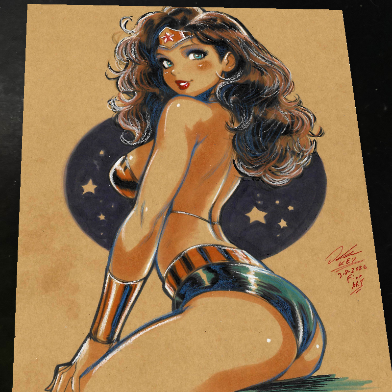 Wonder Woman Art Print Signed 8.5x11 | Art by Keyeske