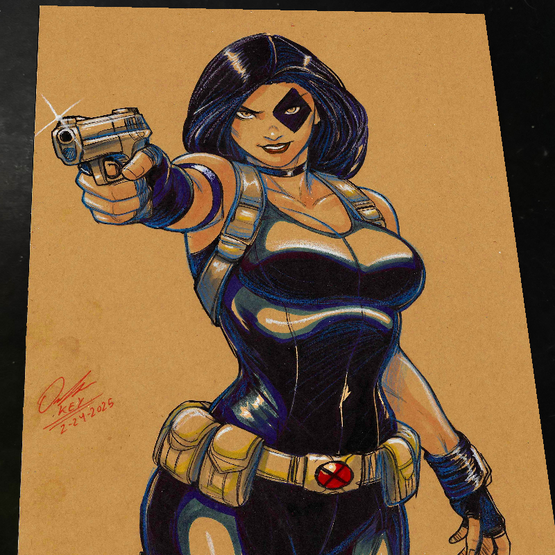 Domino X-Men Art Print Signed 8.5x11 | Art by Keyeske