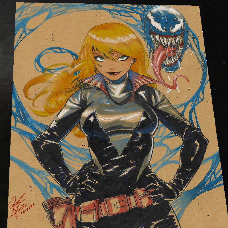 Gwen Stacy x Venom Art Print Signed 8.5x11 | Art by Keyeske