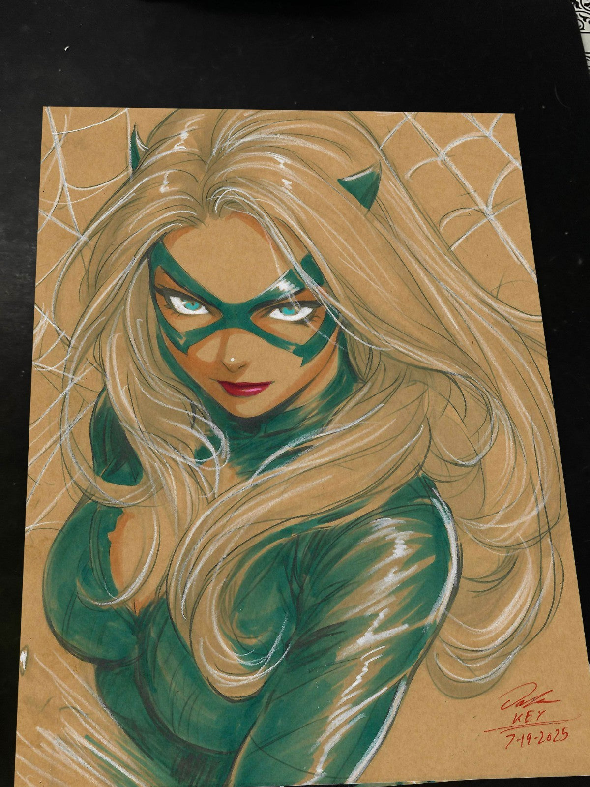 Black Cat Art Print Signed 8.5x11 | Art by Keyeske
