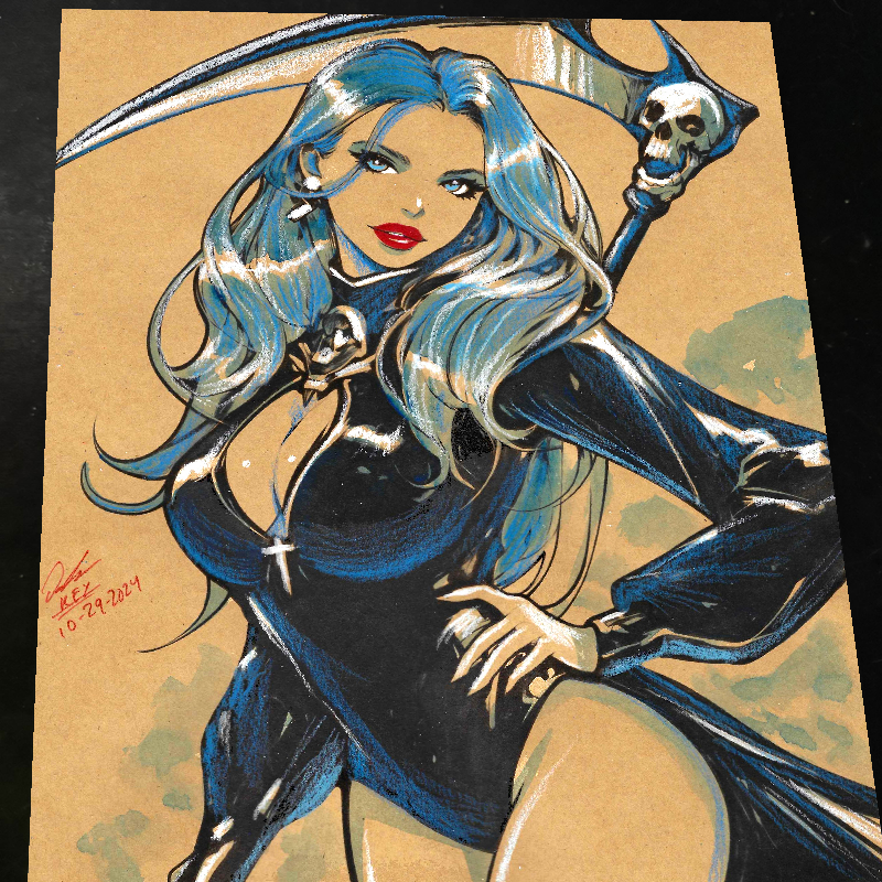 Lady Death Art Print Signed 8.5x11 | Art by Keyeske
