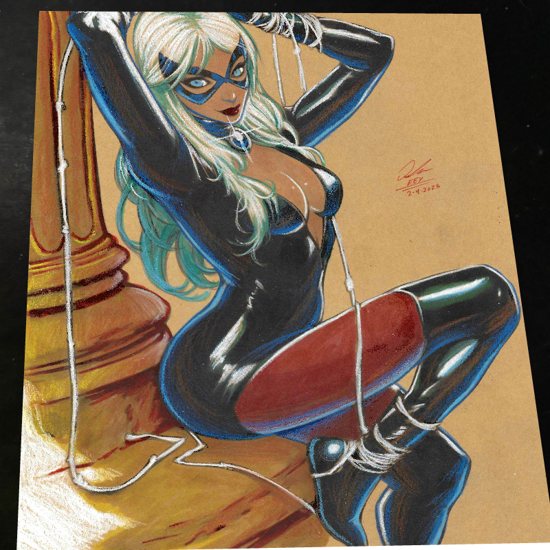 Black Cat Art Print Signed 8.5x11 | Art by Keyeske